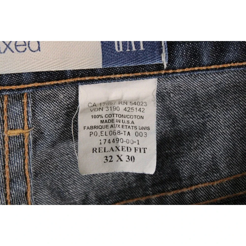 Vintage Gap Blue Jeans Relaxed Fit Mens 32x30 Made in USA 90s Dark Wash Denim